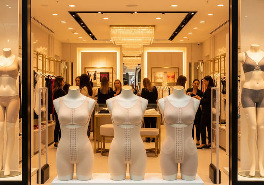 Mujer usando faja postoperatoria para BBL mostrando compresión adecuada y preservación de curvas después de cirugía