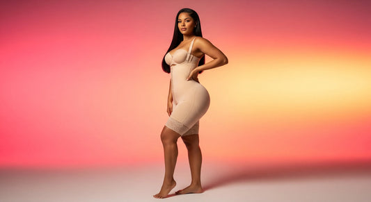 Ilustración de una persona con faja colombiana, realizando actividades diarias con comodidad y confianza