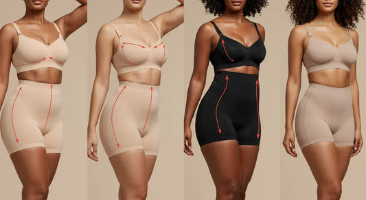 Ilustración conceptual destacando fajas colombianas de calidad (Salome, Snatched, Shapes Secrets, MYD) como la mejor elección frente a opciones genéricas