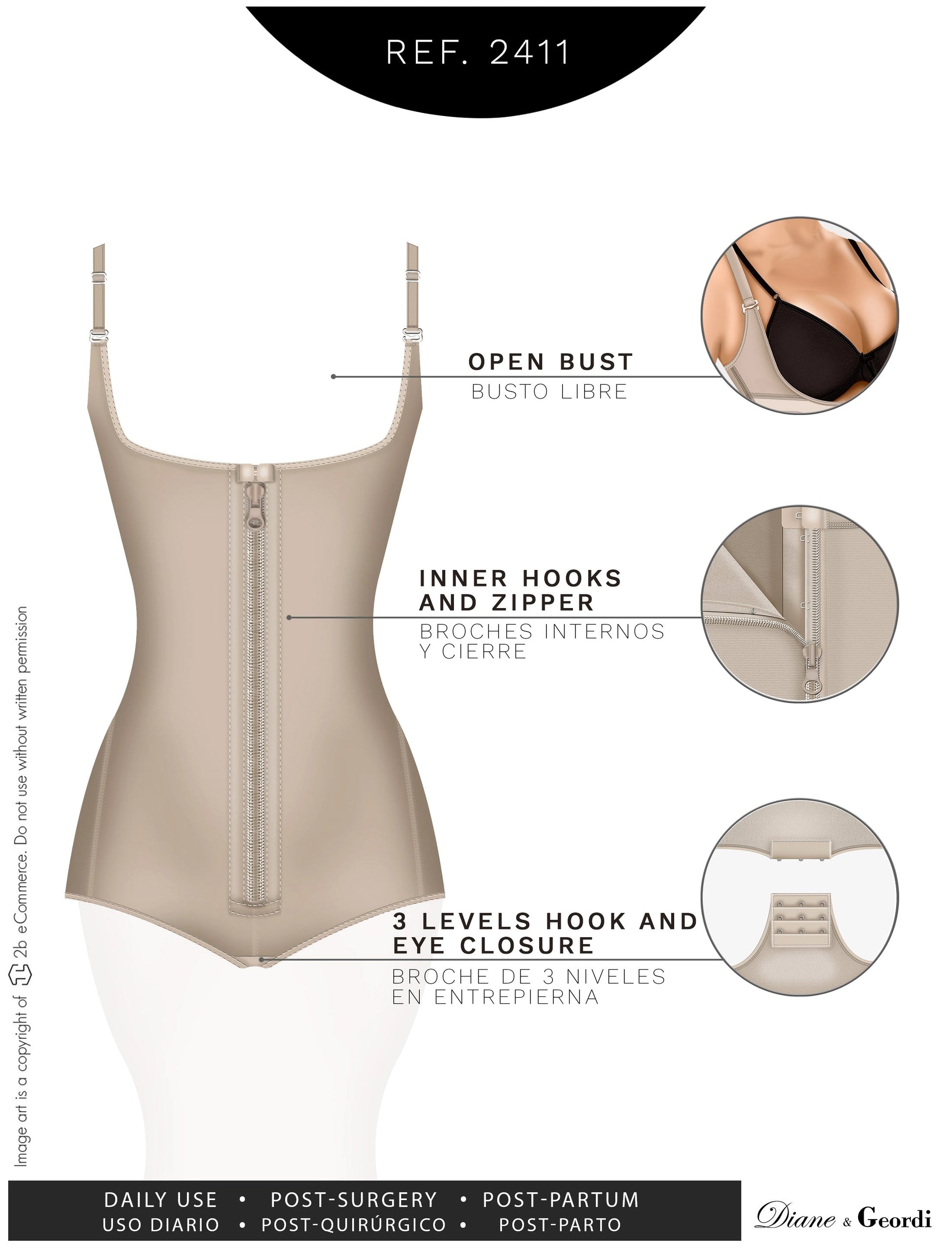 Body Faja Colombiana Diane & Geordi 2411 Powernet Postparto Levanta Glúteos Control Abdominal - fajascolombianas