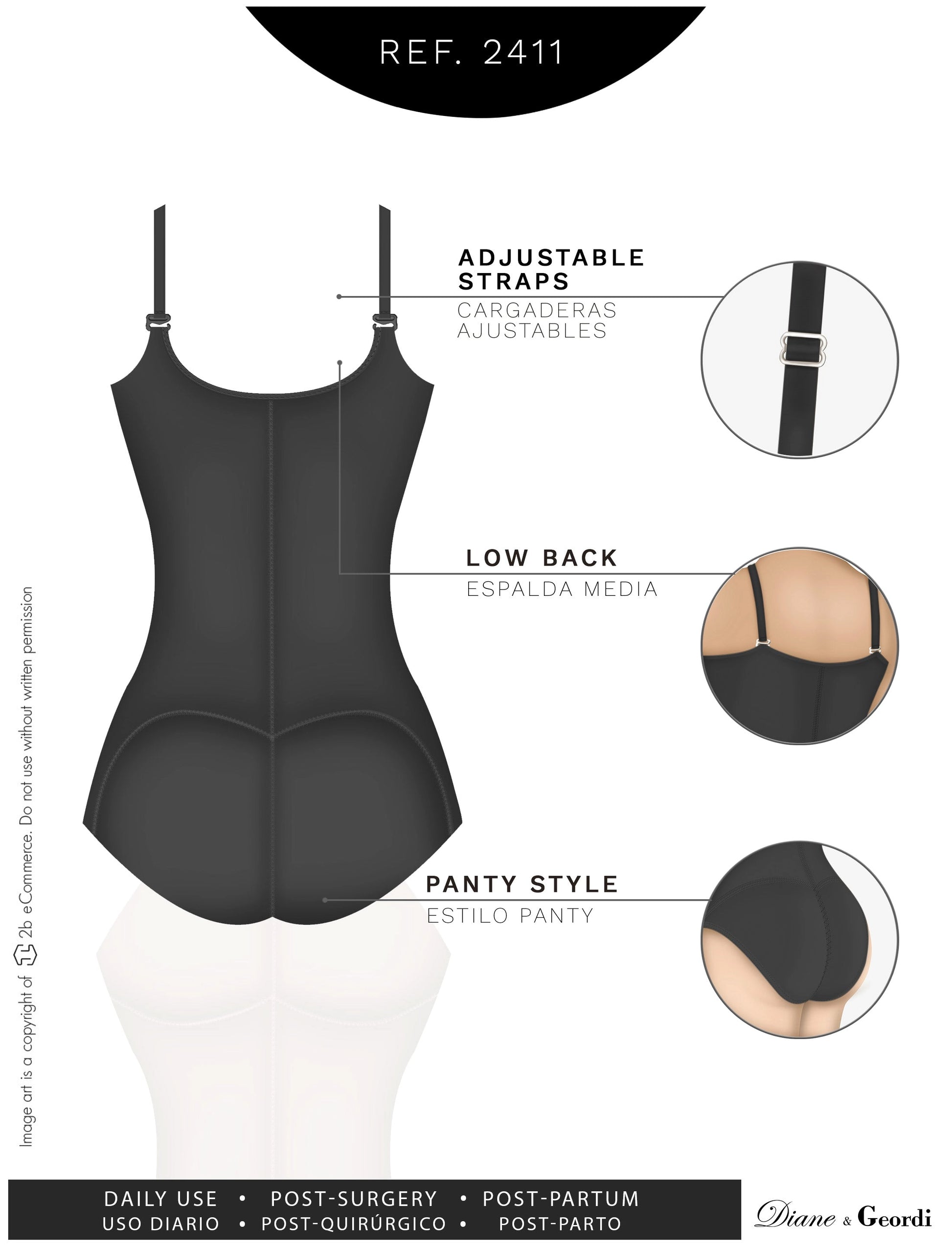 Body Faja Colombiana Diane & Geordi 2411 Powernet Postparto Levanta Glúteos Control Abdominal - fajascolombianas