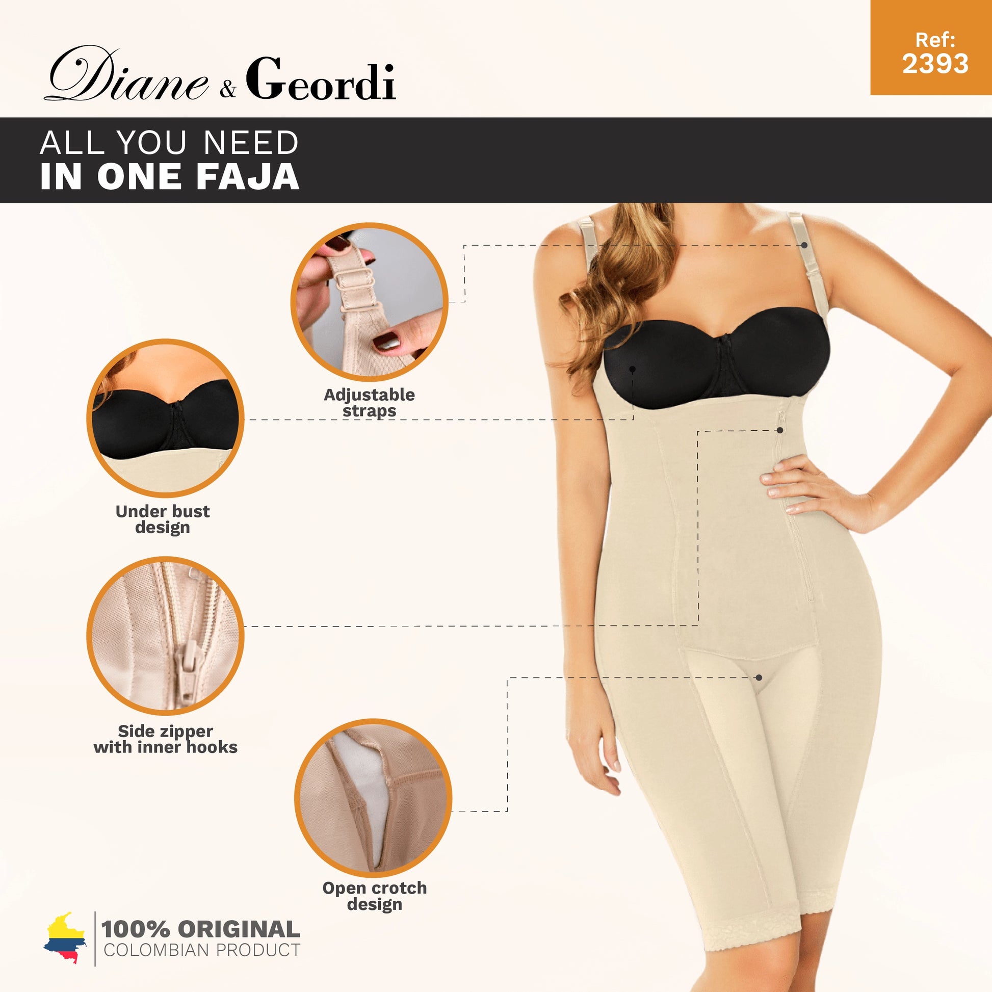 Faja Body Diane & Geordi 2393 Powernet Control Firme Abdominal Postparto Postoperatoria - fajascolombianas