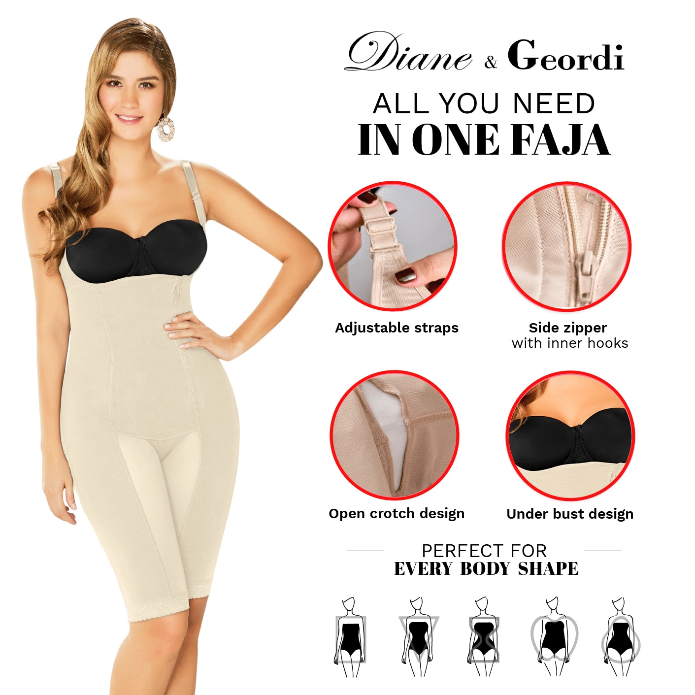 Faja Body Diane & Geordi 2393 Powernet Control Firme Abdominal Postparto Postoperatoria - fajascolombianas