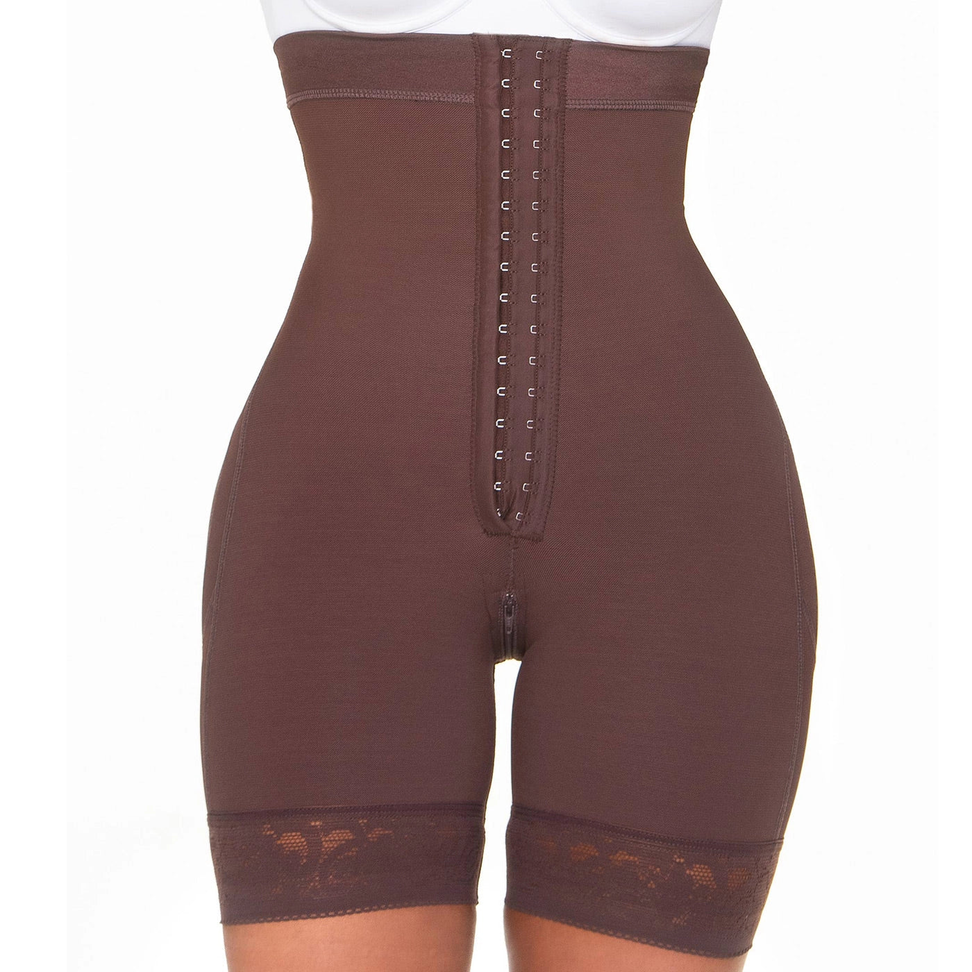 Short Faja Colombiana MariaE TPD0530 Cintura Alta Levanta Glúteos Compresión Alta Ganchos Frontales - fajascolombianas