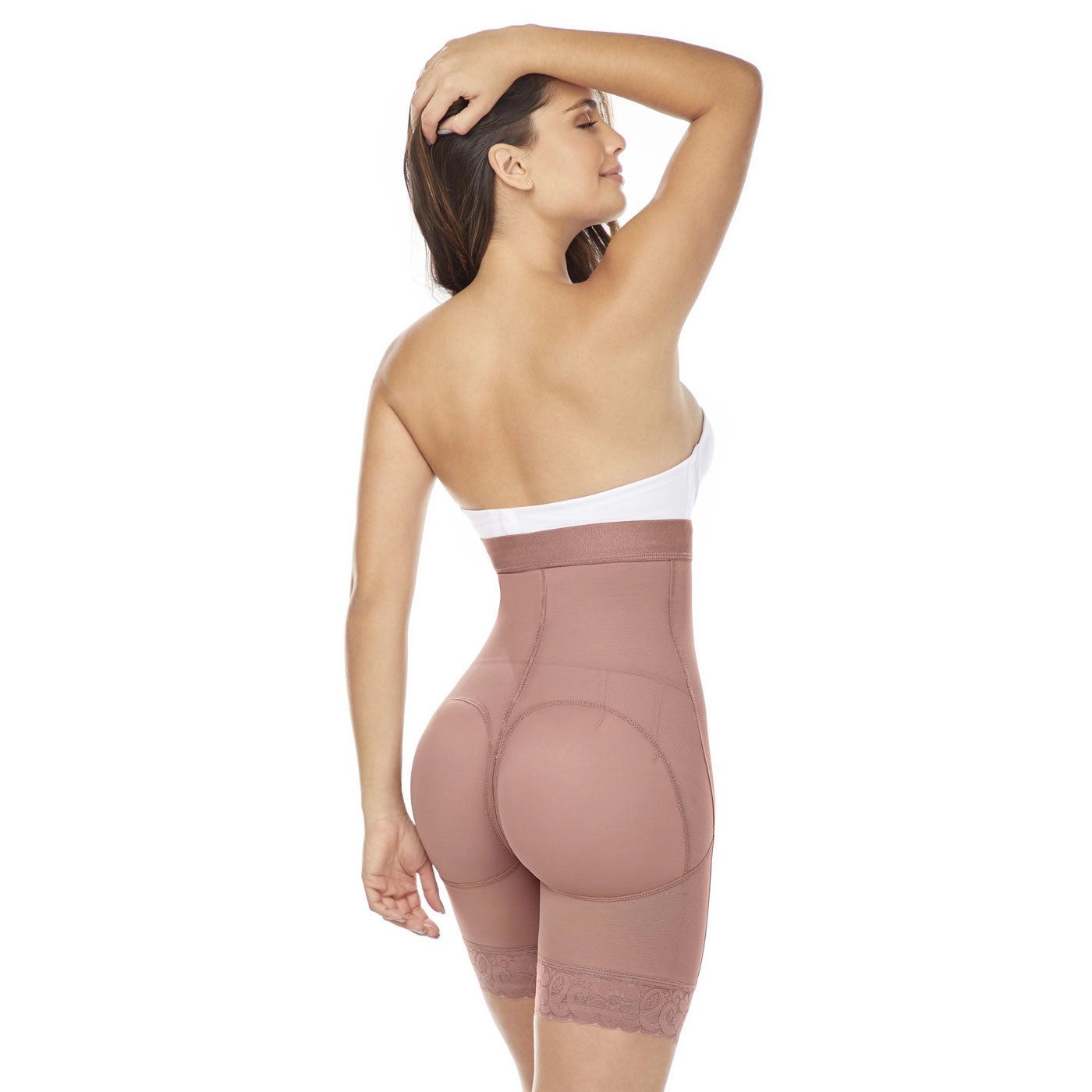 Short Faja Colombiana MariaE TPD0530 Cintura Alta Levanta Glúteos Compresión Alta Ganchos Frontales - fajascolombianas