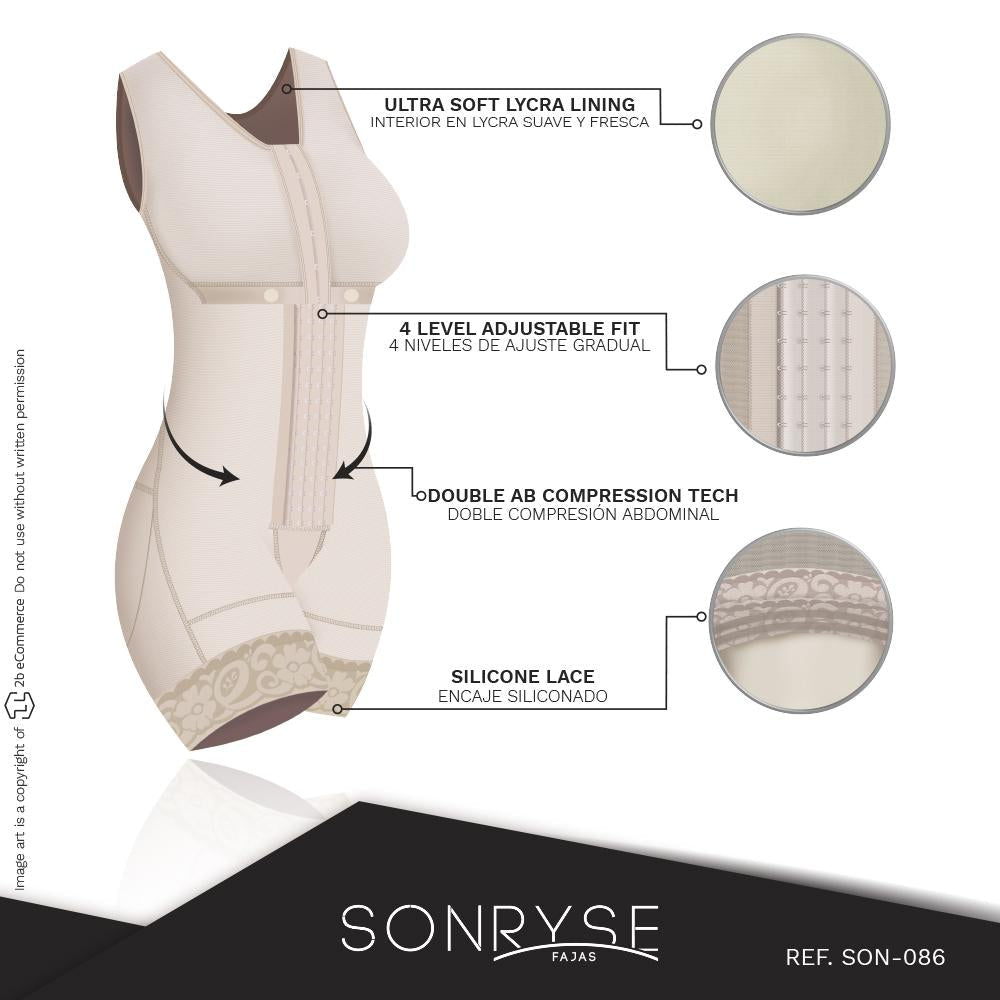Faja colombiana de uso diario con compresión media y diseño de espalda alta | Faja moldeadora ideal para todos los días | Modelo Sonryse086BF-6 de Shapes Secrets