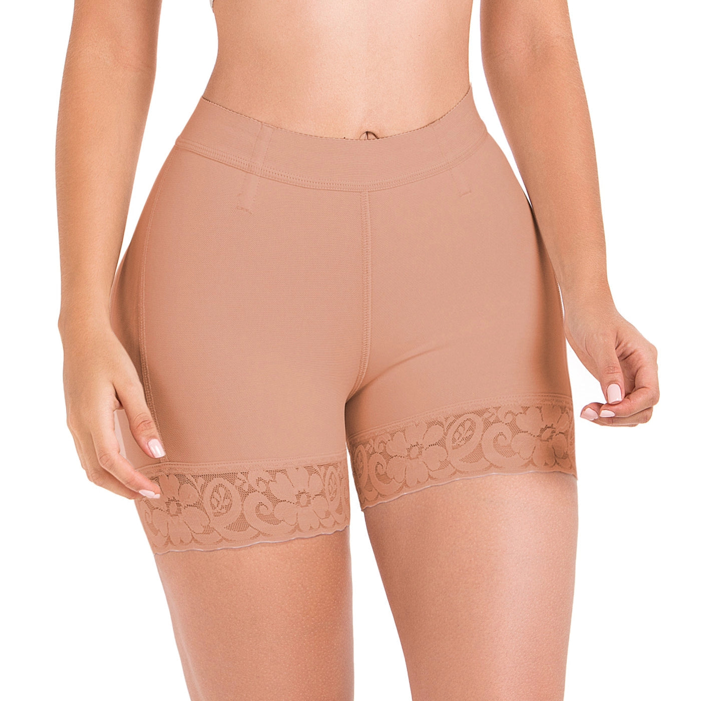 Short Faja Colombiana MariaE SPN0130 Cintura Alta Levanta Glúteos Compresión Alta - fajascolombianas