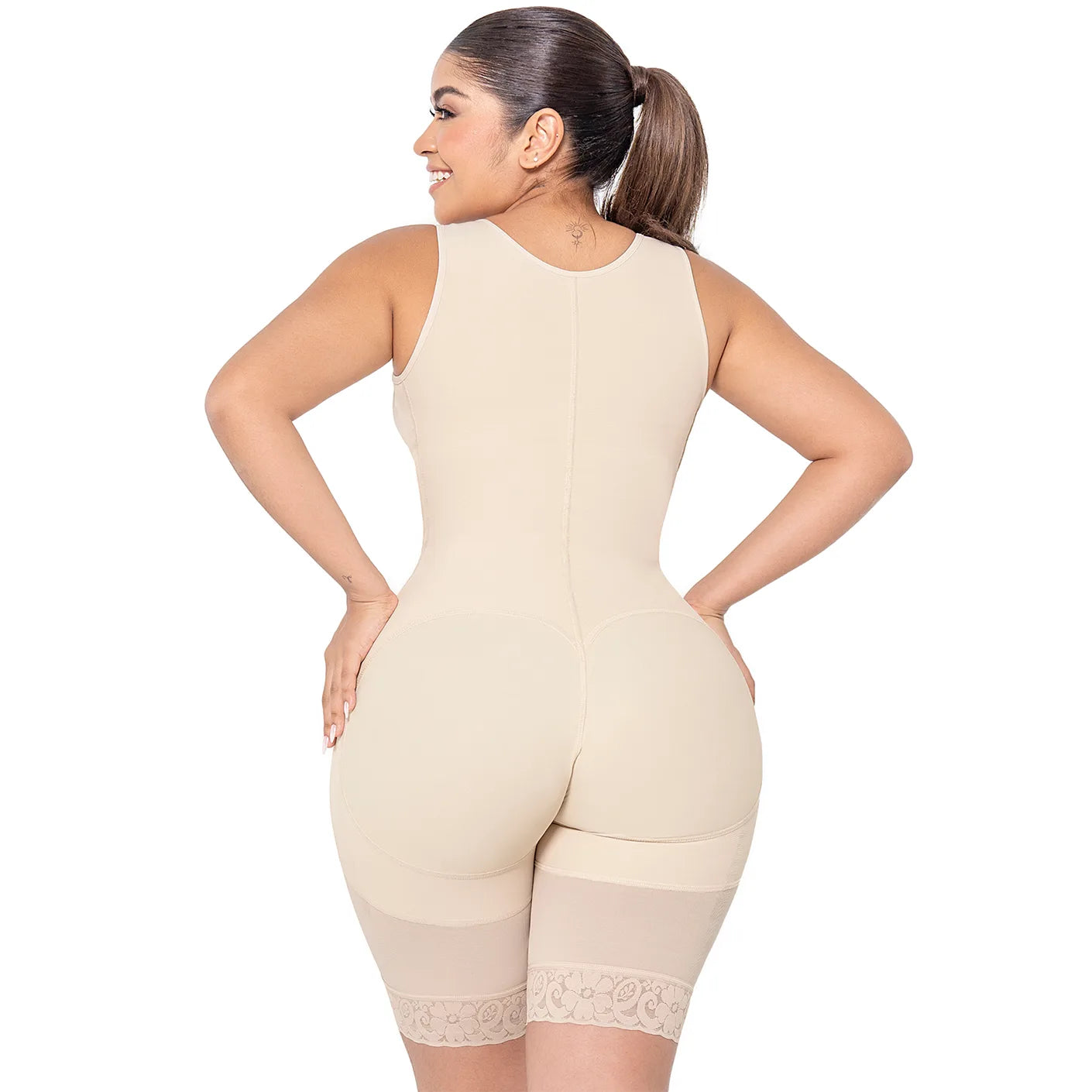 Body Faja Colombiana MariaE RXC5330 Reductora Moldeadora Uso Diario Media Pierna Busto abierto - fajascolombianas
