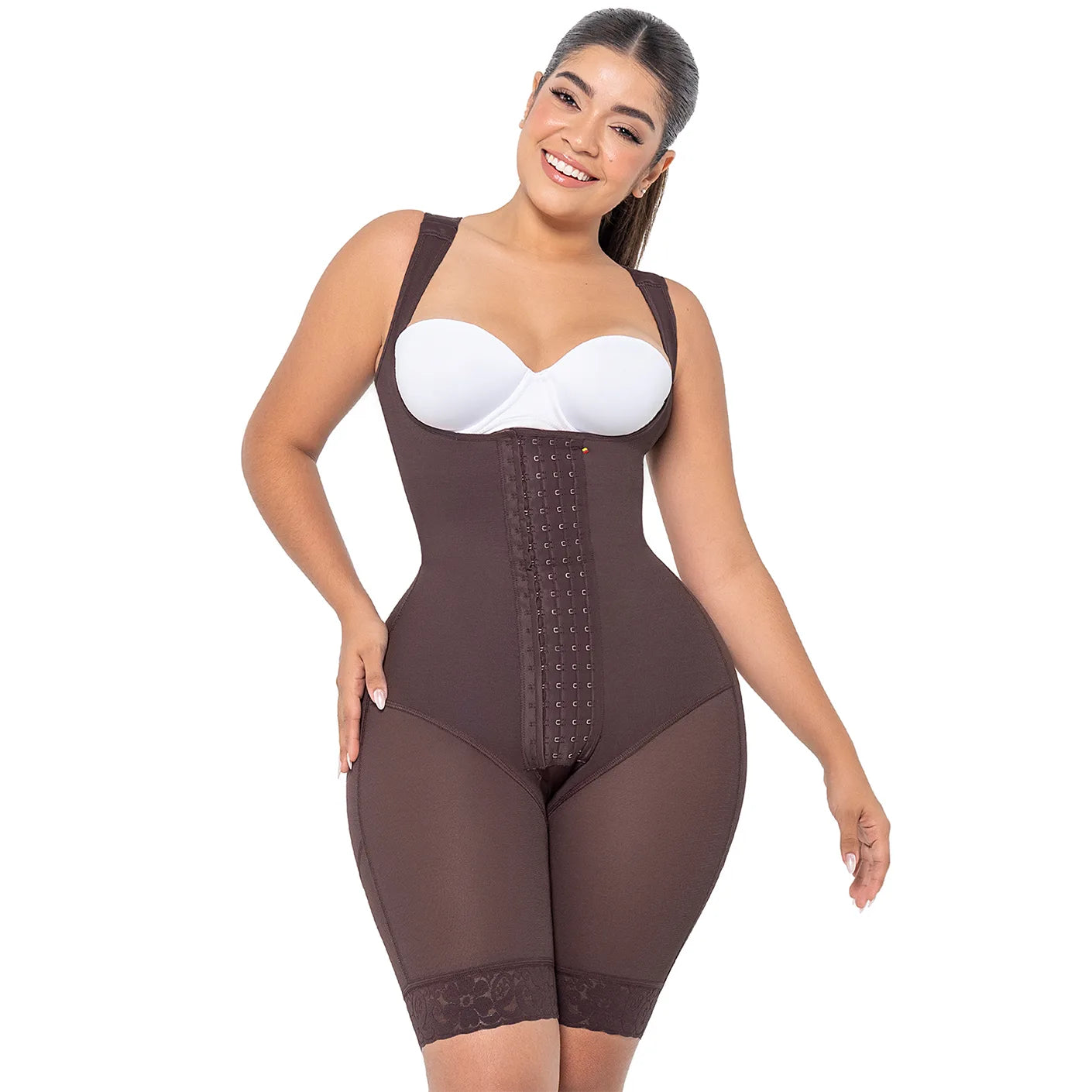 Body Faja Colombiana MariaE RXC5330 Reductora Moldeadora Uso Diario Media Pierna Busto abierto - fajascolombianas