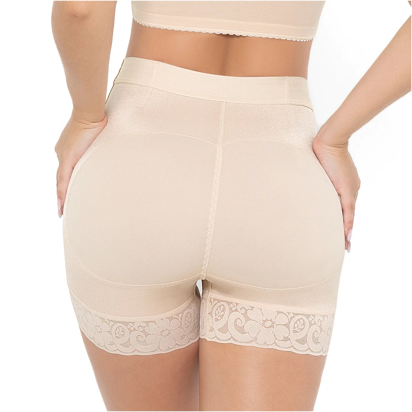 Short Faja Colombiana MariaE SBN0130 Cintura Alta Levanta Glúteos Triconet - fajascolombianas
