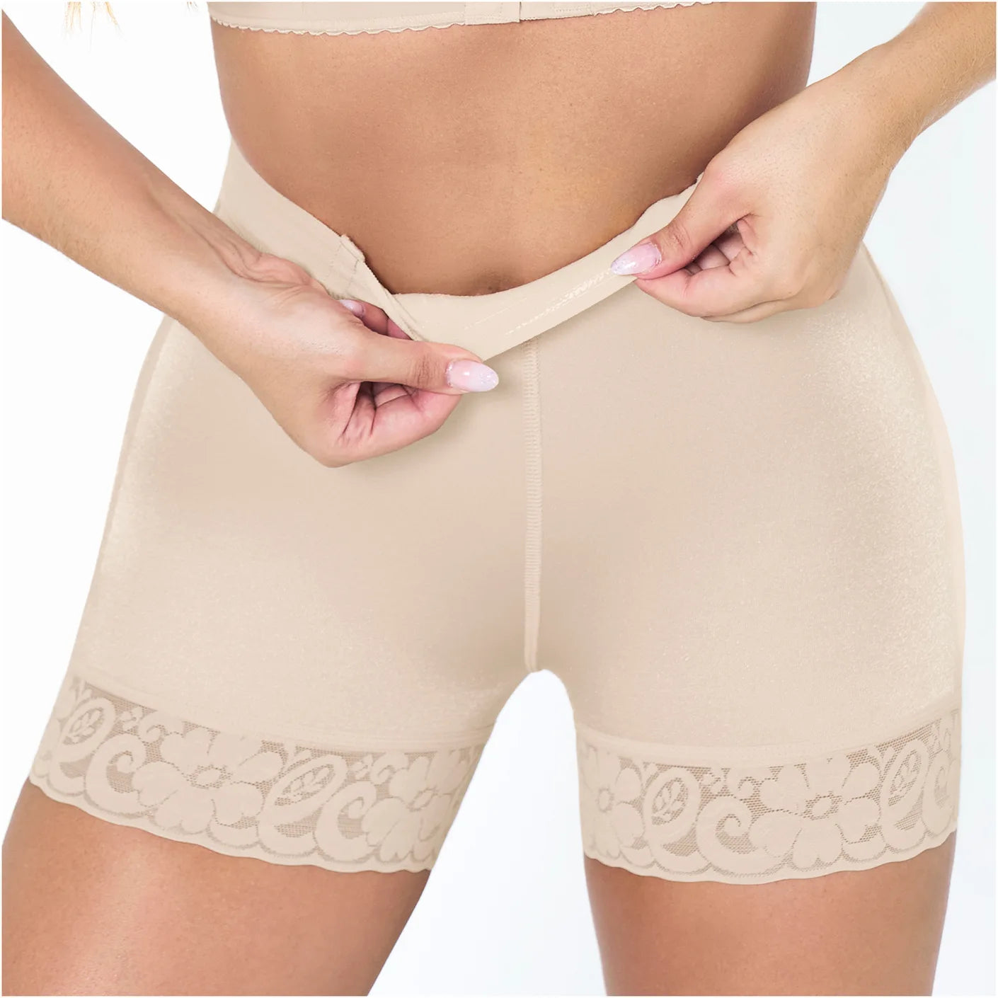 Short Faja Colombiana MariaE SBN0130 Cintura Alta Levanta Glúteos Triconet - fajascolombianas