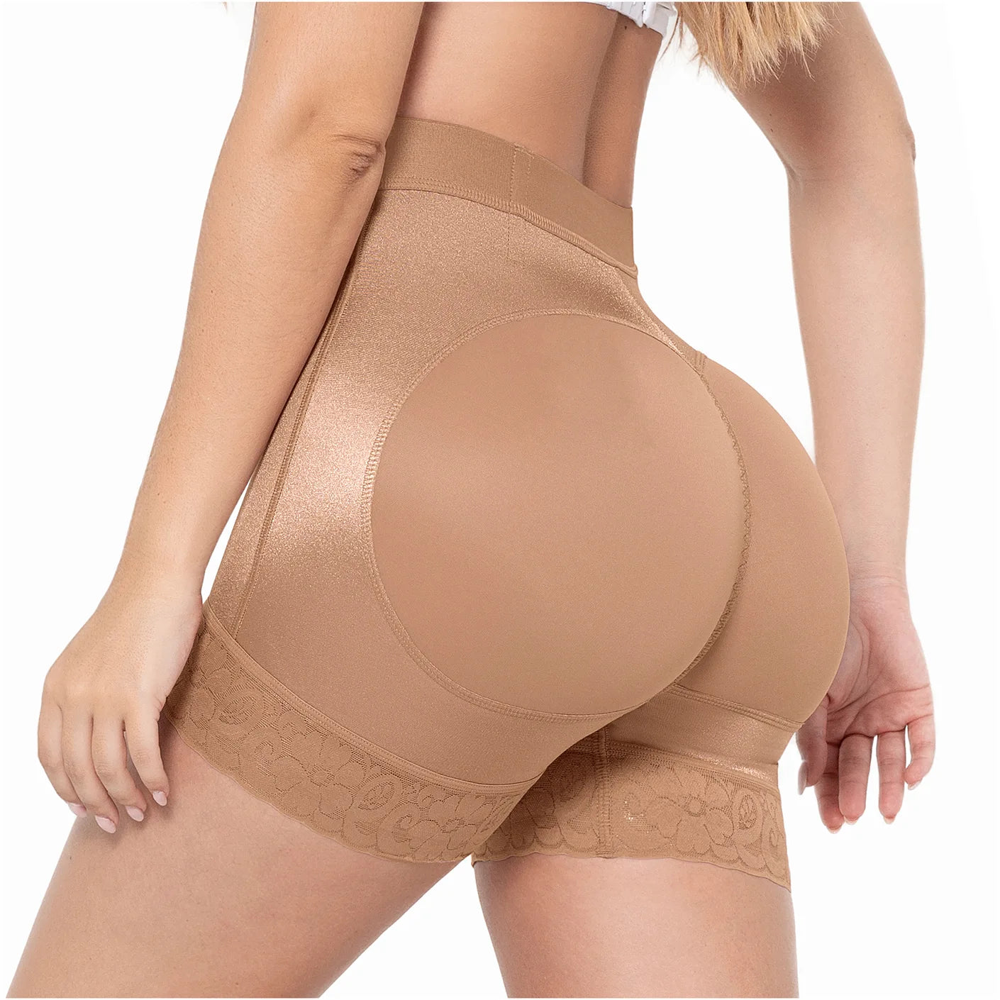 Short Faja Colombiana MariaE SBN0130 Cintura Alta Levanta Glúteos Triconet - fajascolombianas