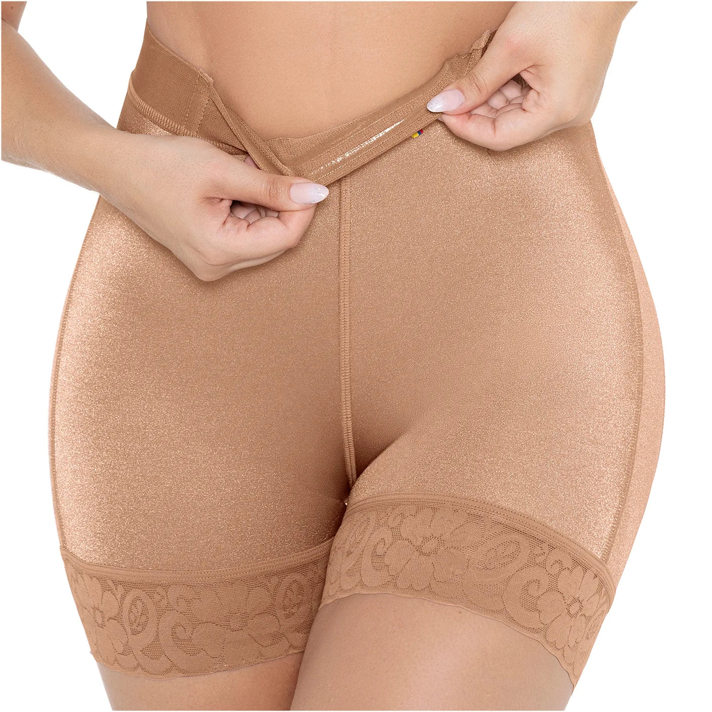 Short Faja Colombiana MariaE SBN0130 Cintura Alta Levanta Glúteos Triconet - fajascolombianas