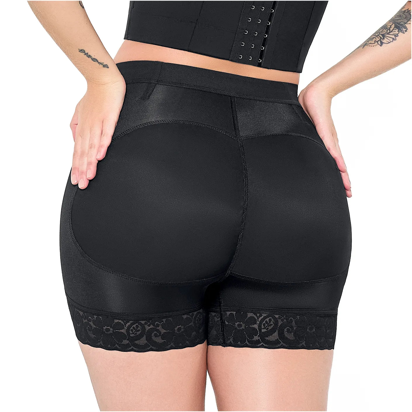 Short Faja Colombiana MariaE SBN0130 Cintura Alta Levanta Glúteos Triconet - fajascolombianas