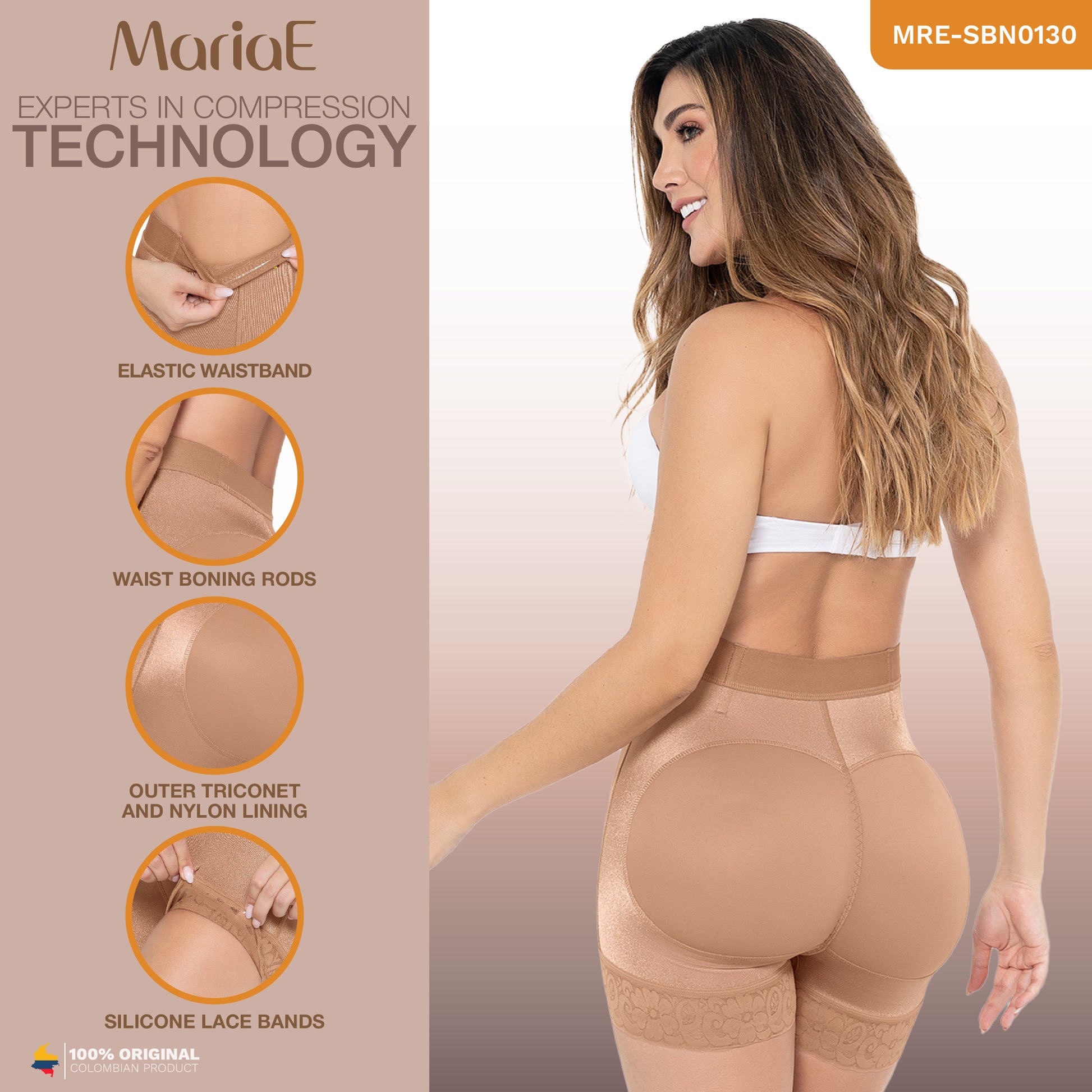 Short Faja Colombiana MariaE SBN0130 Cintura Alta Levanta Glúteos Triconet - fajascolombianas