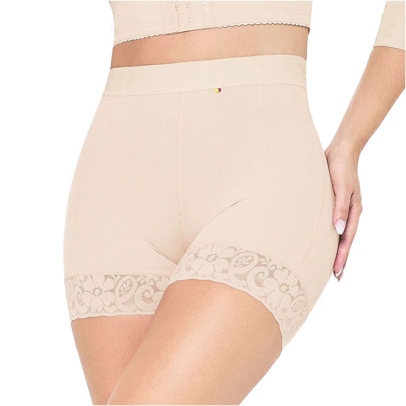 Short Faja Colombiana MariaE SPN0130 Cintura Alta Levanta Glúteos Compresión Alta - fajascolombianas