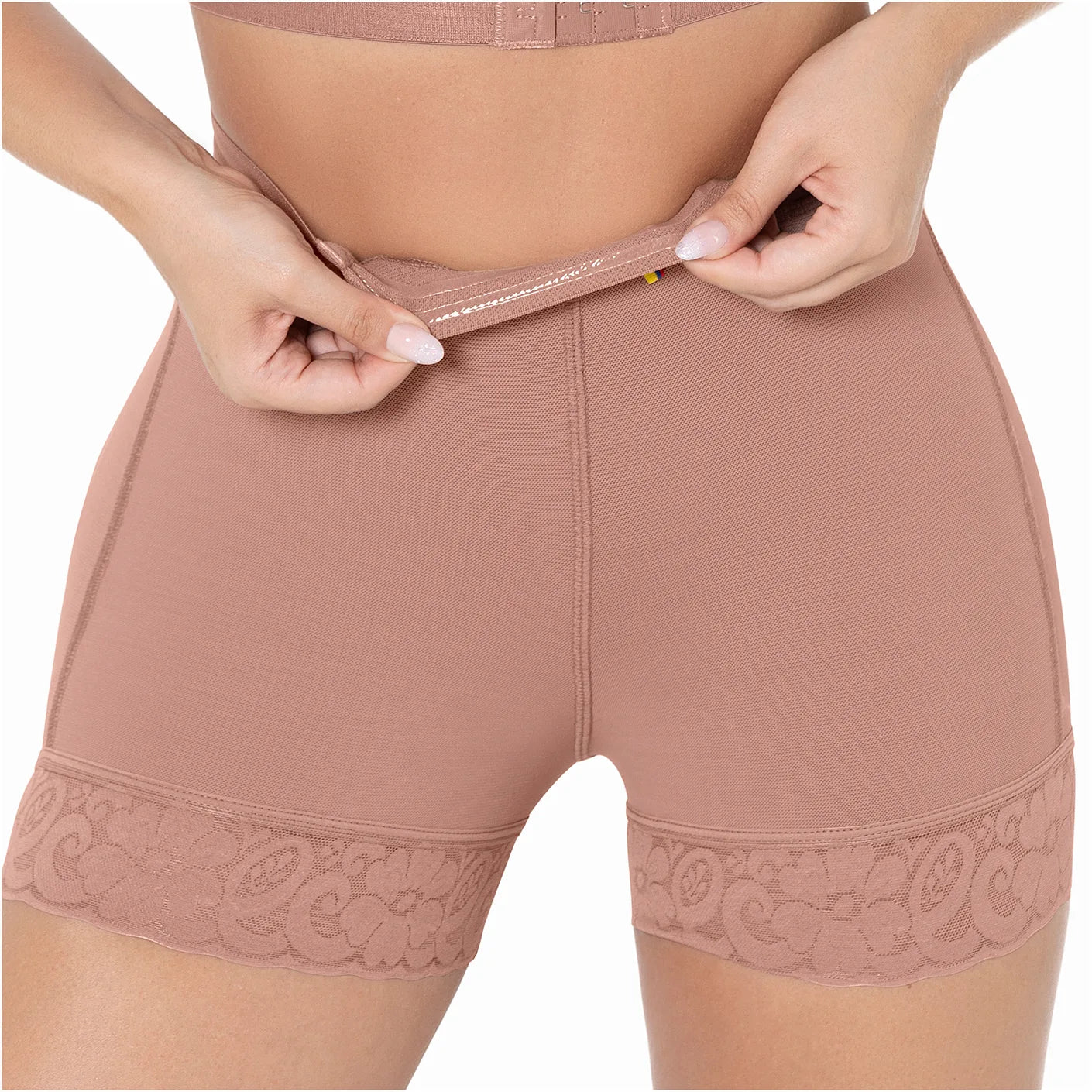 Short Faja Colombiana MariaE SPN0130 Cintura Alta Levanta Glúteos Compresión Alta - fajascolombianas