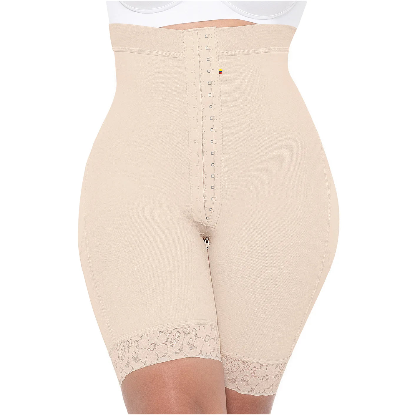 Short Faja Colombiana MariaE TPD0530 Cintura Alta Levanta Glúteos Compresión Alta Ganchos Frontales - fajascolombianas