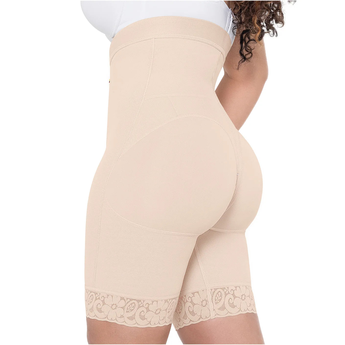 Short Faja Colombiana MariaE TPD0530 Cintura Alta Levanta Glúteos Compresión Alta Ganchos Frontales - fajascolombianas