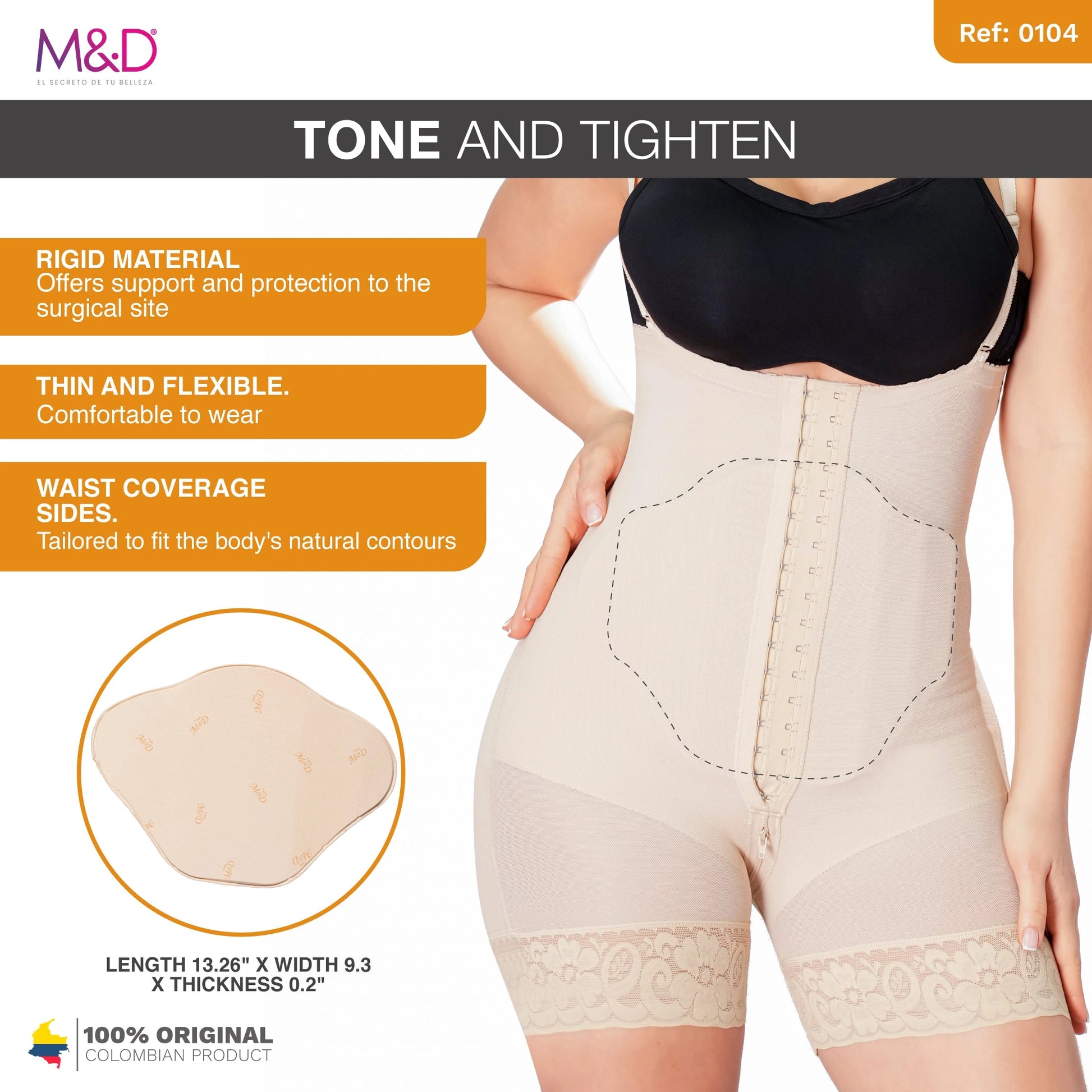 Tabla Abdominal Postoperatoria de Compresión 360 para Liposucción y Abdominoplastia M&D MYD9104 - fajascolombianas