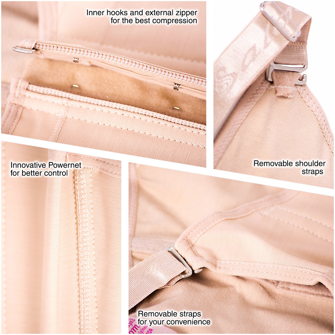 Postpartum Natural-birth and Everyday Shapewear Inner Hooks, Adjustable Straps, Medium Compression Fajas Salome 0313-9-Shapes Secrets Fajas