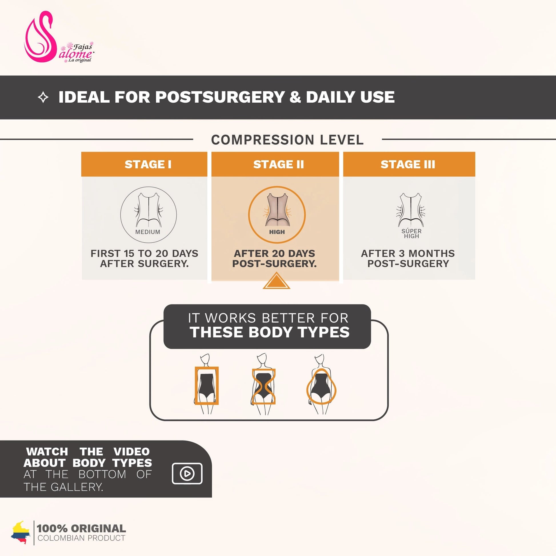Body Faja Salome 0520 Powernet Postoperatoria Busto abierto Levanta Glúteos - fajascolombianas