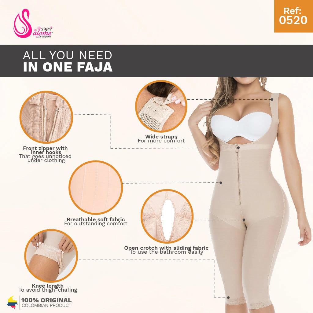 Body Faja Salome 0520 Powernet Postoperatoria Busto abierto Levanta Glúteos - fajascolombianas