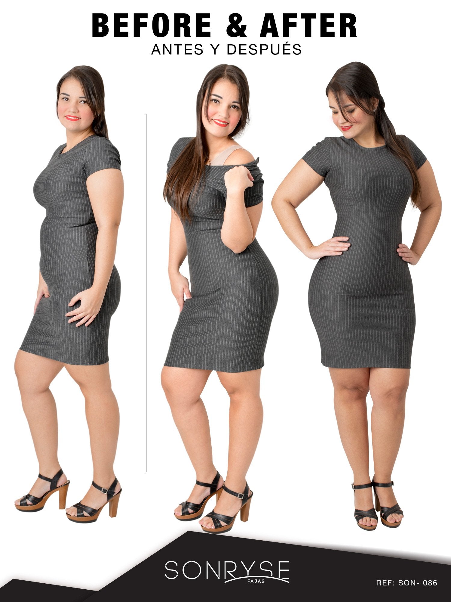 Faja colombiana de uso diario con compresión media y diseño de espalda alta | Faja moldeadora ideal para todos los días | Modelo Sonryse086BF-8 de Shapes Secrets