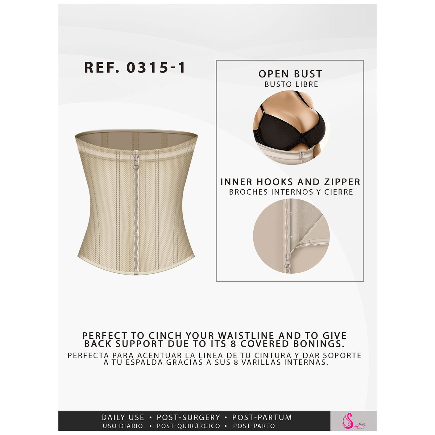 Fajas Salome 315-1 | Tummy Control Shapewear for Women Everyday Use Colombian Fajas for Dresses-8-Shapes Secrets Fajas