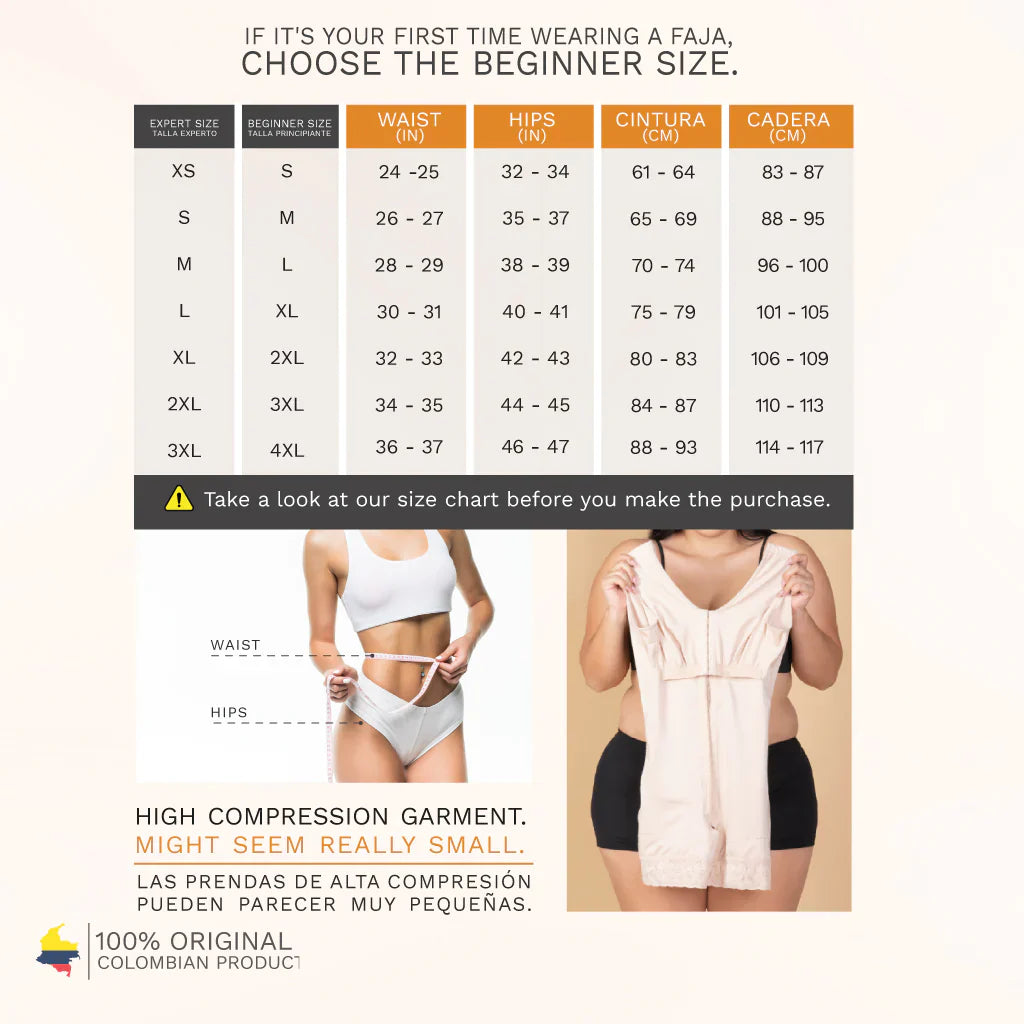 Liposuction Post-Surgery Faja with Zippered crotch, Open bust, Medium compression Sonryse 211BF-3-Shapes Secrets Fajas