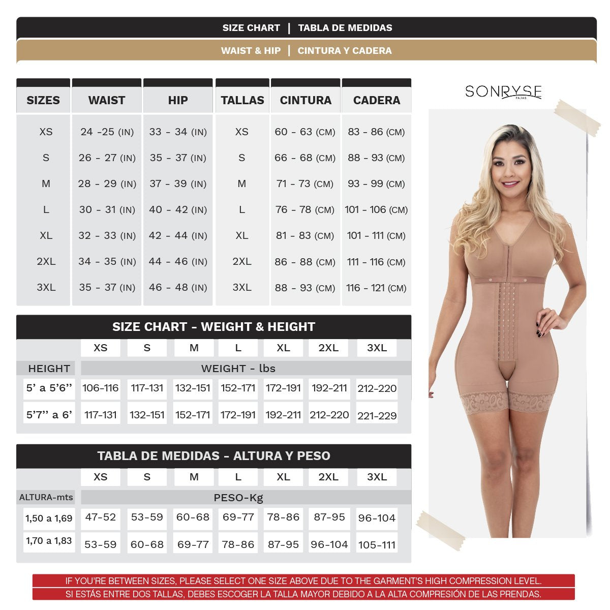 Faja colombiana de uso diario con compresión media y diseño de espalda alta | Faja moldeadora ideal para todos los días | Modelo Sonryse086BF-3 de Shapes Secrets